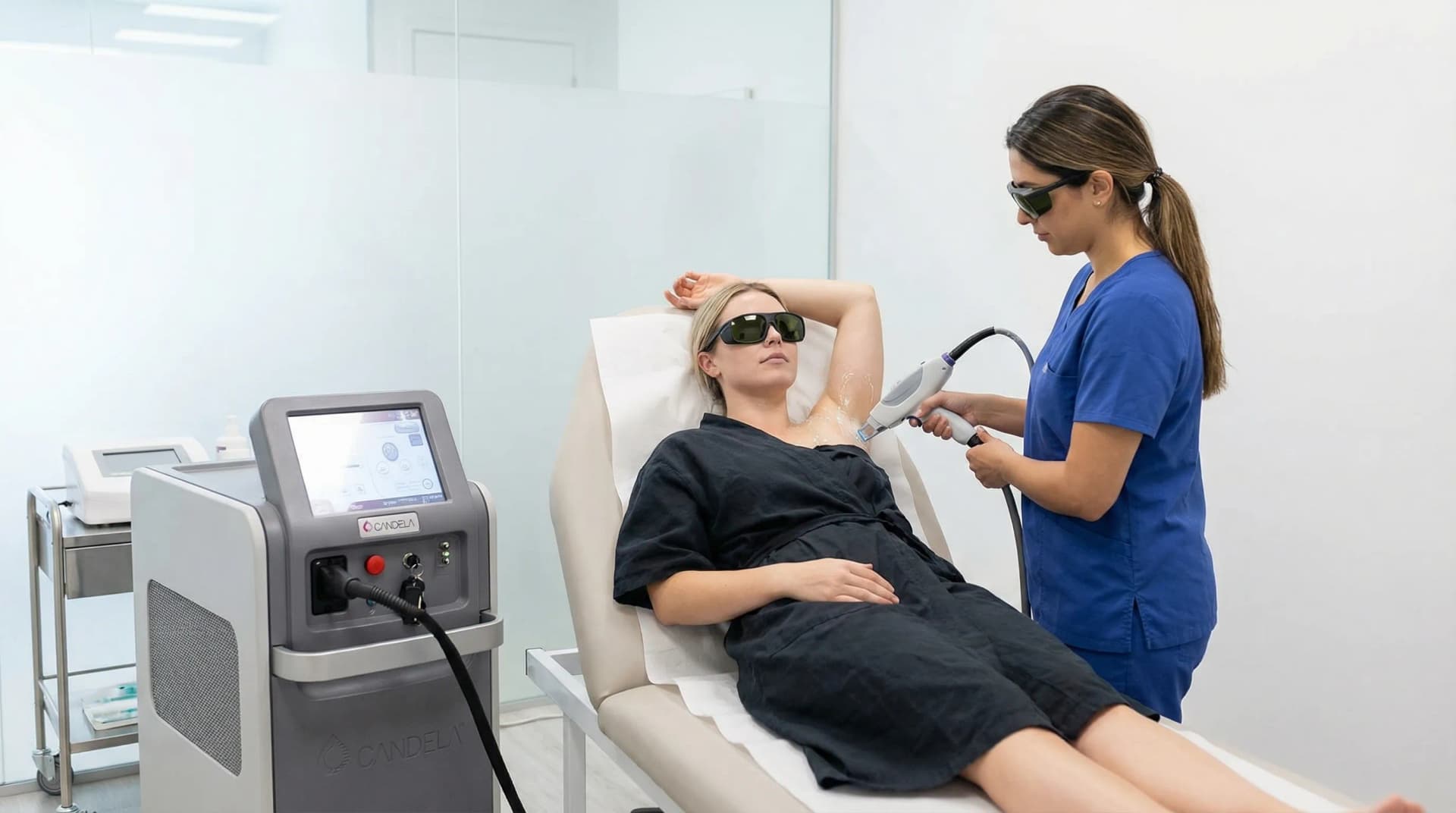 Laser Hair Removal treatment being performed by a qualified practitioner